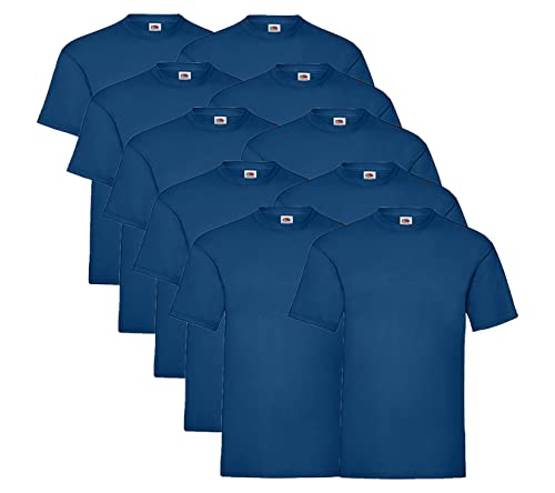 Fruit of the Loom 10 T Shirts Valueweight S M L XL XXL 3XL 4XL 5XL Übergröße Diverse Farbsets auswählbar, 10erNavy + 1 HL Kauf Notizblock, 3XL von Fruit of the Loom