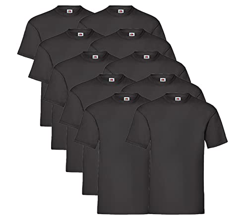 Fruit of the Loom 10 T Shirts Valueweight S M L XL XXL 3XL 4XL 5XL Übergröße Diverse Farbsets auswählbar, 10erSchwarz + 1 HL Kauf Notizblock, 5XL von Fruit of the Loom