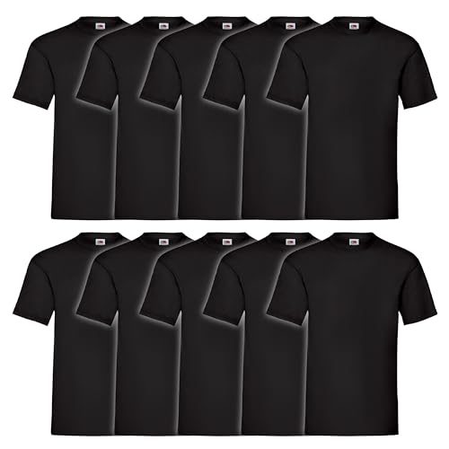 Fruit of the Loom 10 T Shirts Valueweight S M L XL XXL 3XL 4XL 5XL Übergröße Diverse Farbsets auswählbar, Farbe:10x deep Black, Größe:4XL von Fruit of the Loom