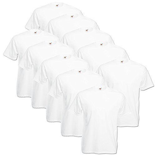 10 Fruit of the loom T Shirts Valueweight S M L XL XXL 3XL 4XL 5XL Übergröße Diverse Farbsets auswählbar (M, White) von Fruit of the Loom