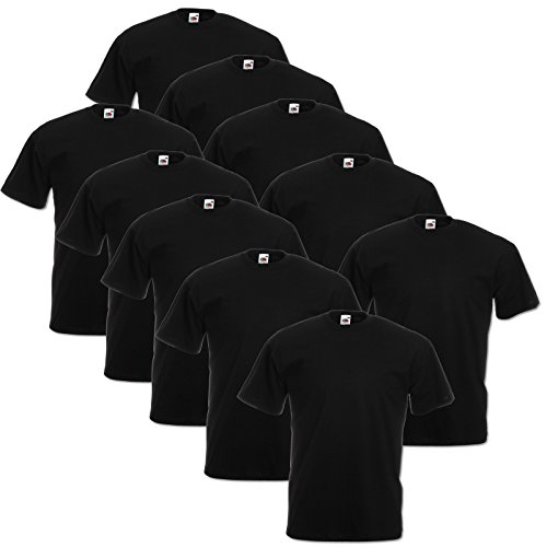 Fruit of the Loom 10 T Shirts Valueweight S M L XL XXL 3XL 4XL 5XL Übergröße Diverse Farbsets auswählbar Schwarz (Black 36), XXXX-Large von Fruit of the Loom