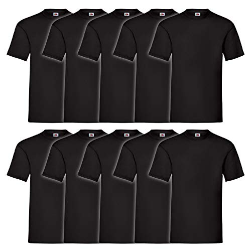 Fruit of the Loom 10 T Shirts Valueweight T Rundhals S M L XL XXL 3XL 4XL 5XL Übergröße Diverse Farbsets auswählbar, Farbe:deep Black, Größe:3XL von Fruit of the Loom