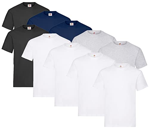 Fruit of the Loom 10er Pack Heavy T, Farbe:4X Weiss + 2X Schwarz + 2X Grau + 2X Navy + 1 HL Kauf Notizblock, Größe:L Fruit of the Loom 10er Pack Heavy T, Farbe:4X Weiss + 2X Schwarz + 2X Grau + 2X Navy + 1 HL Kauf Notizblock, Größe:L von Fruit of the Loom