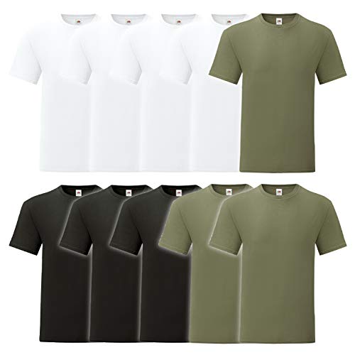 Fruit of the Loom 10er Pack Iconic T Herren T-Shirt Sparpack Größe S - 5XL, Größe:2XL, Farbe:10er Farbset B126 von Fruit of the Loom