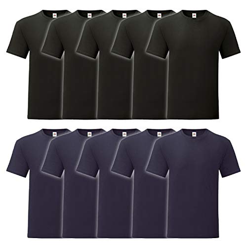 Fruit of the Loom 10er Pack Iconic T Herren T-Shirt Sparpack Größe S - 5XL, Größe:3XL, Farbe:10er Farbset A65 von Fruit of the Loom