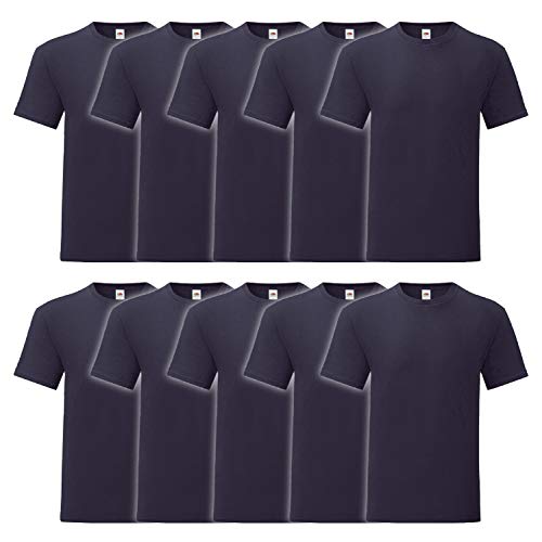 Fruit of the Loom 10er Pack Iconic T Herren T-Shirt Sparpack Größe S - 5XL, Größe:3XL, Farbe:10x deep Navy von Fruit of the Loom