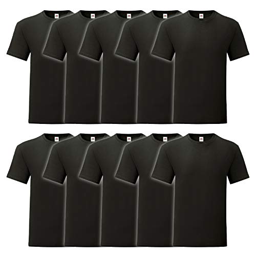 Fruit of the Loom 10er Pack Iconic T Herren T-Shirt Sparpack Größe S - 5XL, Größe:3XL, Farbe:10x schwarz von Fruit of the Loom