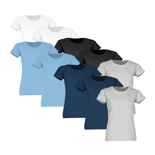 Fruit of the Loom 10er Pack Ladies´ Valueweight T Damen T-Shirt, 2xWhite +2xBlack +2xHeatherGrey +2xNavy +2xSky, L von Fruit of the Loom