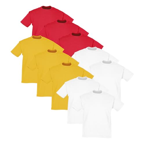 Fruit of the Loom 10er-Pack Valueweight Kinder T-Shirt, 4X Weiß+ 3X Rot+ 3X Sun, 164 von Fruit of the Loom