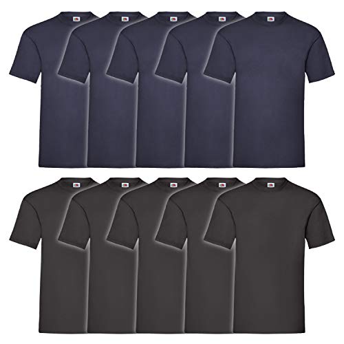 Fruit of the Loom 10er Pack Valueweight Rundhals/V-Neck T Shirts Mehrpack Set NEU, Größe:5XL, Farbe:10er Farbset A53 Rundhals von Fruit of the Loom