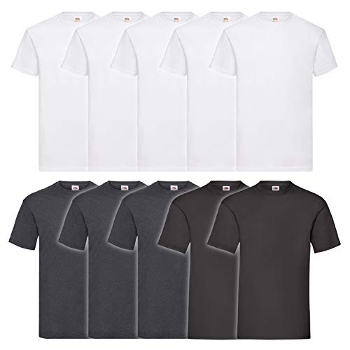 Fruit of the Loom 10er Pack Valueweight T Herren Basic T-Shirt Set NEU, Größe:L, Farbe:10er Farbset B108 von Fruit of the Loom