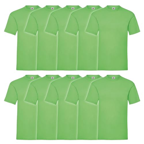 Fruit of the Loom 10er Pack Valueweight T-Shirt + GRATIS MyShirt Stoffbeutel, Farbe:Lime, Größe:2XL von Fruit of the Loom
