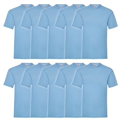 Fruit of the Loom 10er Pack Valueweight T-Shirt + GRATIS MyShirt Stoffbeutel, Farbe:Pastellblau, Größe:2XL von Fruit of the Loom