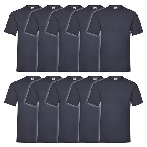 Fruit of the Loom 10er Pack Valueweight T-Shirt + GRATIS MyShirt Stoffbeutel, Farbe:deep Navy, Größe:L von Fruit of the Loom
