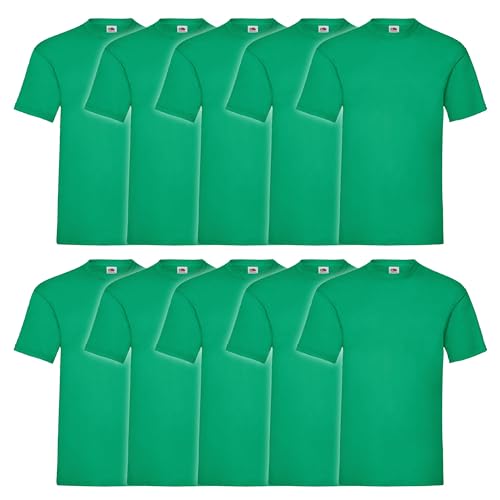 Fruit of the Loom 10er Pack Valueweight T-Shirt + GRATIS MyShirt Stoffbeutel, Farbe:maigrün, Größe:2XL von Fruit of the Loom