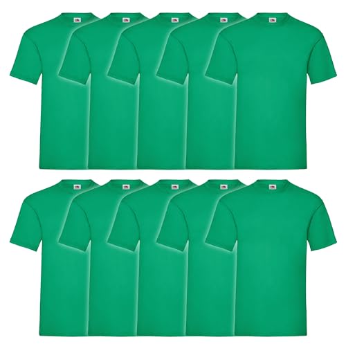 Fruit of the Loom 10er Pack Valueweight T-Shirt + GRATIS MyShirt Stoffbeutel, Farbe:maigrün, Größe:XL von Fruit of the Loom