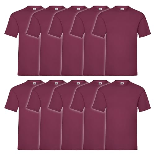 Fruit of the Loom 10er Pack Valueweight T-Shirt + GRATIS MyShirt Stoffbeutel, Farbe:Burgund, Größe:3XL von Fruit of the Loom