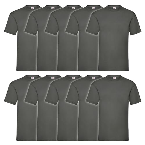 Fruit of the Loom 10er Pack Valueweight T-Shirt + GRATIS MyShirt Stoffbeutel, Farbe:Graphit, Größe:2XL von Fruit of the Loom