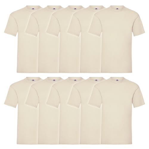 Fruit of the Loom 10er Pack Valueweight T-Shirt + GRATIS MyShirt Stoffbeutel, Farbe:Natur, Größe:XL von Fruit of the Loom