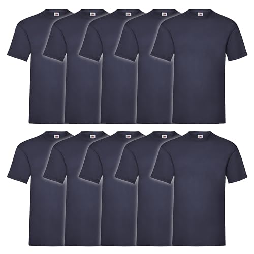 Fruit of the Loom 10er Pack Valueweight T-Shirt + GRATIS MyShirt Stoffbeutel, Farbe:Navy, Größe:2XL von Fruit of the Loom