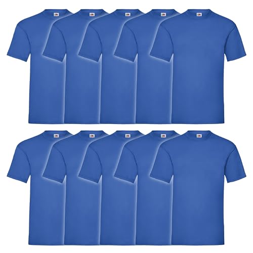 Fruit of the Loom 10er Pack Valueweight T-Shirt + GRATIS MyShirt Stoffbeutel, Farbe:royal, Größe:XL von Fruit of the Loom