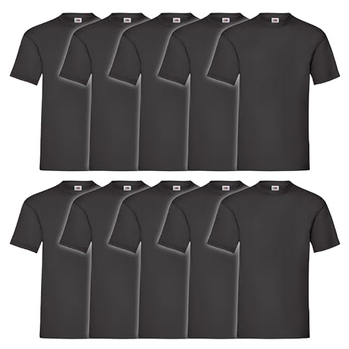 Fruit of the Loom 10er Pack Valueweight T-Shirt + GRATIS MyShirt Stoffbeutel, Farbe:schwarz, Größe:5XL von Fruit of the Loom