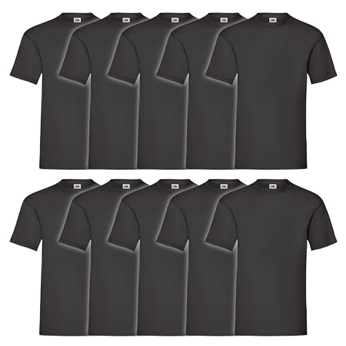 Fruit of the Loom 10er Pack Valueweight T-Shirt + GRATIS MyShirt Stoffbeutel, Farbe:schwarz, Größe:M von Fruit of the Loom