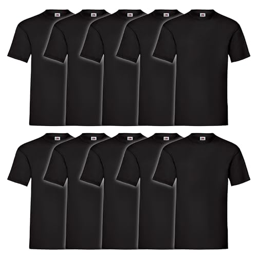 Fruit of the Loom 10er Pack Valueweight T-Shirt Größe S - 5XL T-Shirts in vielen Farben, Farbe:deep Black, Größe:4XL von Fruit of the Loom