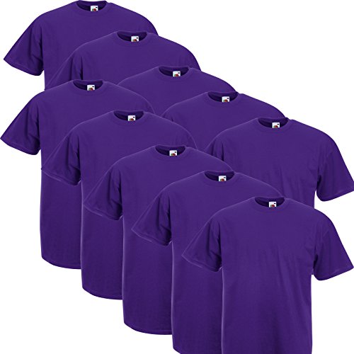 Fruit of the Loom 10er Pack Valueweight T-Shirt Größe S - 5XL T-Shirts in vielen Farben XXL / 2XL,violett von Fruit of the Loom