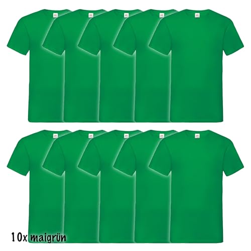 Fruit of the Loom 10er Pack Valueweight V-Neck T, Größe:2XL, Farbe:10x maigrün von Fruit of the Loom