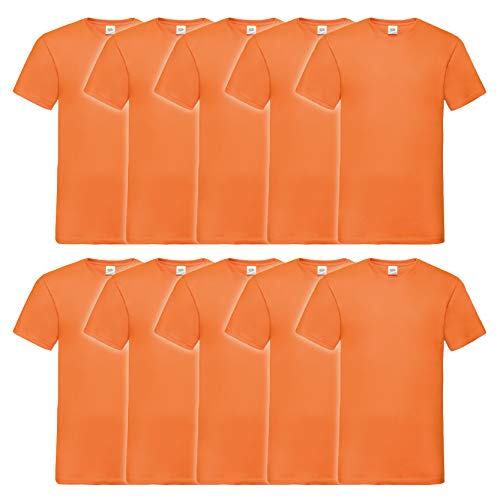 Fruit of the Loom 10er Pack Valueweight V-Neck T, Größe:L, Farbe:10x orange von Fruit of the Loom