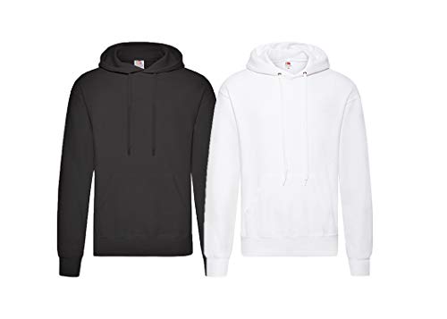 Fruit of the Loom 2er Classic Hooded Sweat Set Herren Kapuzenpullover Sweatshirt M L XL 2XL 3XL 4XL 5XL Farbsets & HLKauf-Block (1x Schwarz & 1x Weiss & 1x HLKauf-Block) von Fruit of the Loom