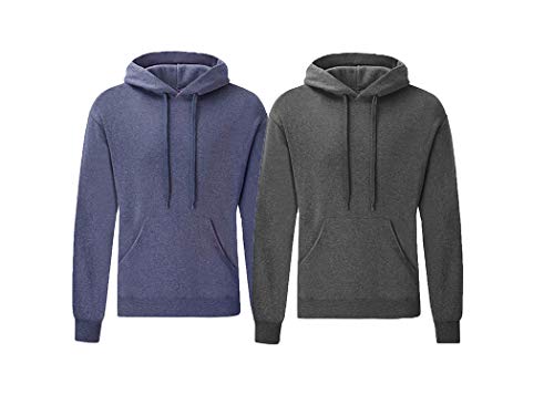 FRUIT OF THE LOOM 2er Classic Hooded Sweat Set Herren Kapuzenpullover Sweatshirt M L XL 2XL 3XL 4XL 5XL Farbsets & HLKauf-Block (1x Vintage Heather Navy & 1x Dark Heather & 1x HLKauf-Block) von FRUIT OF THE LOOM