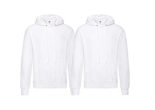 Fruit of the Loom 2er Classic Hooded Sweat Set Herren Kapuzenpullover Sweatshirt M L XL 2XL 3XL 4XL 5XL Farbsets & HLKauf-Block (2X Weiss & 1x HLKauf-Block) von Fruit of the Loom