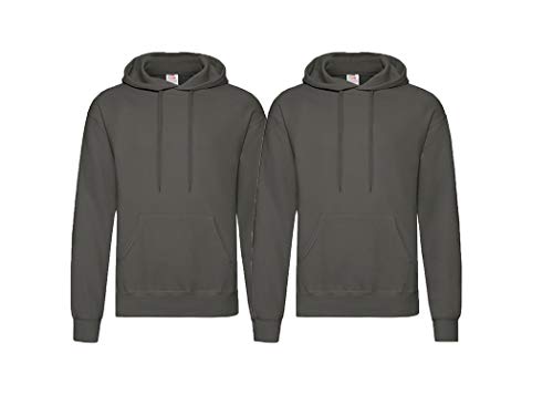 Fruit of the Loom 2er Herren Hooded Sweat Sweatshirt S M L XL 2XL 3XL auch Farbsets (2erAnthrazit, 2XL) von Fruit of the Loom