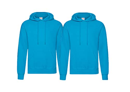 Fruit of the Loom 2er Herren Hooded Sweat Sweatshirt S M L XL 2XL 3XL auch Farbsets (2erAzurblau, 2XL) von Fruit of the Loom