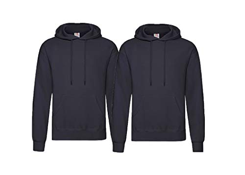 Fruit of the Loom 2er Herren Hooded Sweat Sweatshirt S M L XL 2XL 3XL auch Farbsets (2erDeepNavy, 4XL) von Fruit of the Loom