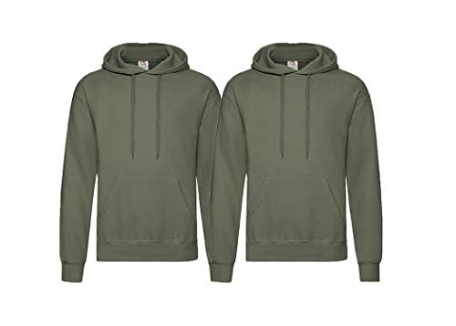 Fruit of the Loom 2er Herren Hooded Sweat Sweatshirt S M L XL 2XL 3XL auch Farbsets (2erOlive, L) von Fruit of the Loom