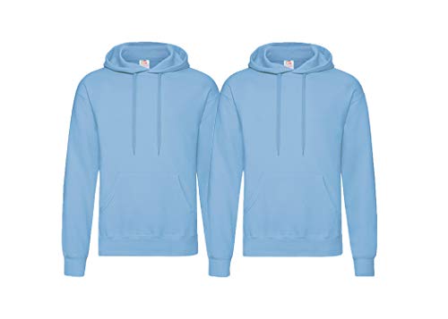 Fruit of the Loom 2er Herren Hooded Sweat Sweatshirt S M L XL 2XL 3XL auch Farbsets (2erPastellblau, L) von Fruit of the Loom