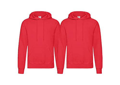 Fruit of the Loom 2er Herren Hooded Sweat Sweatshirt S M L XL 2XL 3XL auch Farbsets (2erRot, 2XL) von Fruit of the Loom