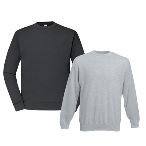 Fruit of the Loom 2er Herren Sweatshirt Classic Set In Sweat M L XL XXL 3XL 4XL 5XL Verschiedene Farbsets & HLKauf-Block (1x Graphit, 1x Grau & 1x HLKauf-Block, M) von Fruit of the Loom