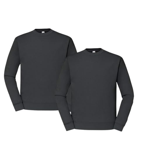 Fruit of the Loom 2er Herren Sweatshirt Classic Set In Sweat M L XL XXL 3XL 4XL 5XL Verschiedene Farbsets & HLKauf-Block (2X Graphit & 1x HLKauf-Block, XL) von Fruit of the Loom