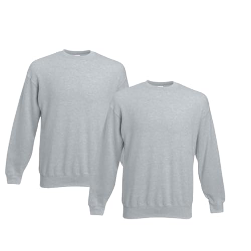 FRUIT OF THE LOOM 2er Herren Sweatshirt Classic Set In Sweat M L XL XXL 3XL 4XL 5XL Verschiedene Farbsets & HLKauf-Block (2X Grau & 1x HLKauf-Block, 5XL) von FRUIT OF THE LOOM