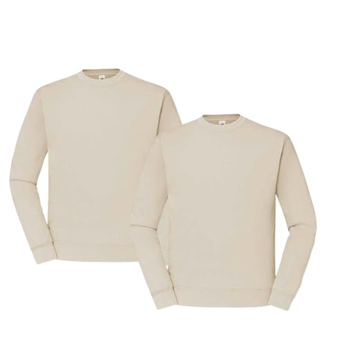 Fruit of the Loom 2er Herren Sweatshirt Classic Set In Sweat M L XL XXL 3XL 4XL 5XL Verschiedene Farbsets & HLKauf-Block (2X Natur & 1x HLKauf-Block, L) von Fruit of the Loom