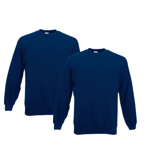 Fruit of the Loom 2er Herren Sweatshirt Classic Set In Sweat M L XL XXL 3XL 4XL 5XL Verschiedene Farbsets & HLKauf-Block (2X Navy & 1x HLKauf-Block, XXL) von Fruit of the Loom