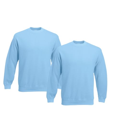 Fruit of the Loom 2er Herren Sweatshirt Classic Set In Sweat M L XL XXL 3XL 4XL 5XL| Oeko-Tex Zertifiziert |Verschiedene Farbsets & HLKauf-Block(2X Pastellblau & 1x HLKauf-Block, XXL) von Fruit of the Loom