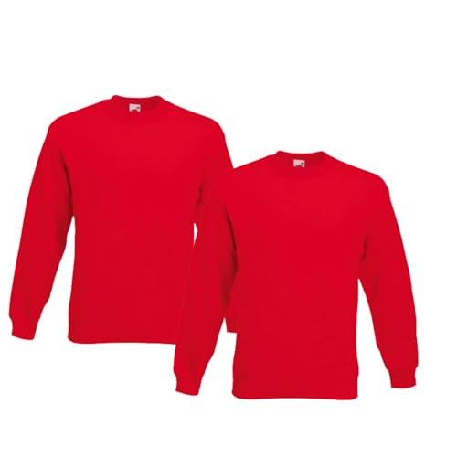 Fruit of the Loom 2er Herren Sweatshirt Classic Set In Sweat M L XL XXL 3XL 4XL 5XL Verschiedene Farbsets & HLKauf-Block (2X Rot & 1x HLKauf-Block, M) von Fruit of the Loom