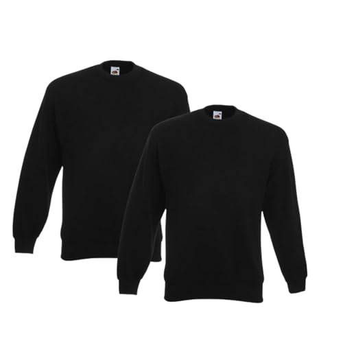 Fruit of the Loom 2er Herren Sweatshirt Classic Set In Sweat M L XL XXL 3XL 4XL 5XL| Oeko-Tex Zertifiziert |Verschiedene Farbsets & HLKauf-Block(2X Schwarz & 1x HLKauf-Block, XL) von Fruit of the Loom