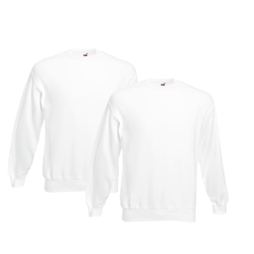 Fruit of the Loom 2er Herren Sweatshirt Classic Set In Sweat M L XL XXL 3XL 4XL 5XL Verschiedene Farbsets & HLKauf-Block (2X Weiss & 1x HLKauf-Block, XXL) von Fruit of the Loom