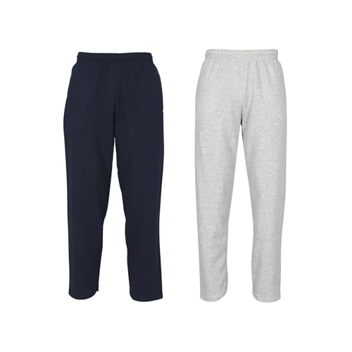 Fruit of the Loom 2er Pack Classic Open Hem Jog Pants Jogginghose Trainingshose Herren, Deep Navy + Heather Grey, XXL von Fruit of the Loom